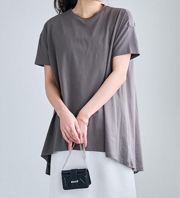 RANAN（ラナン）の「＜ＢＣ＞綿１００％ひんやりフレアーシルエットチュニック（カットソー）」｜詳細画像