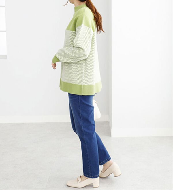 BELLUNA（ベルーナ）の「ヘリンボーン柄ニットプルオーバー（ニット・セーター）」｜詳細画像