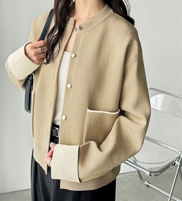 GeeRA（ジーラ）の「配色カラーニットカーディガン（ニットカーディガン）」｜詳細画像