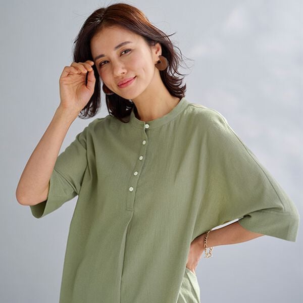 BELLUNA（ベルーナ）の「綿１００％ワッシャー素材ゆったりドルマンブラウス（ブラウス）」｜詳細画像