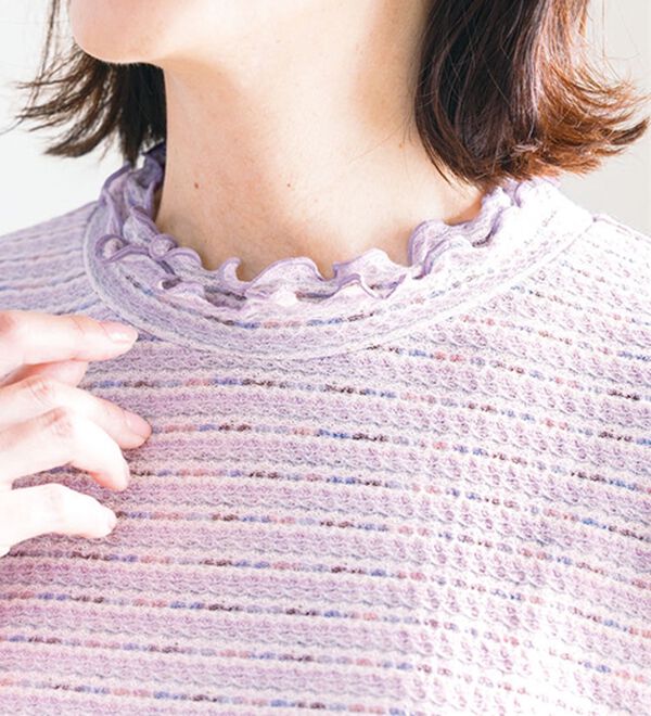 ルフラン（ルフラン）の「【３色組】日本製かすりジャカード涼やかプルオーバー（カットソー）」｜詳細画像