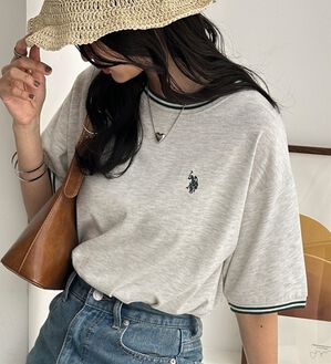 GeeRA（ジーラ）の「【ＵＳ．ＰＯＬＯ．ＡＳＳＮ】ライン配色Ｔシャツ（Tシャツ）」｜オートミール
