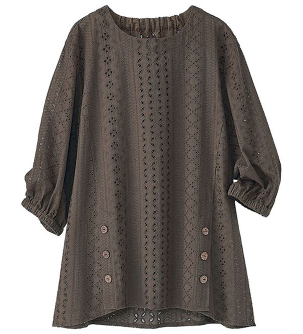 BELLUNA（ベルーナ）の「ボタンデザインオーバーレースブラウス（ブラウス）」｜詳細画像