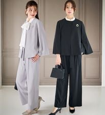 RANAN（ラナン）の「【２点セット】防しわ！洗える！ケープライクジャケットセットアップ（パンツスーツ）」