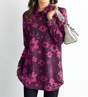 BELLUNA（ベルーナ）の「ジャカード素材花柄プリントチュニック（チュニック）」｜チェリーピンク系