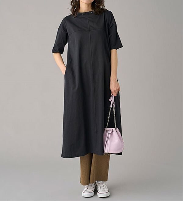BELLUNA（ベルーナ）の「ひんやリッチコットン大人のワンピース（カットソーワンピース）」｜詳細画像