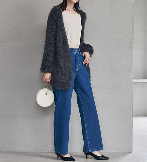 RANAN（ラナン）の「【裏起毛】ウエストゴムなのにスッキリ穿けるデニム（フルレングスパンツ）」｜詳細画像