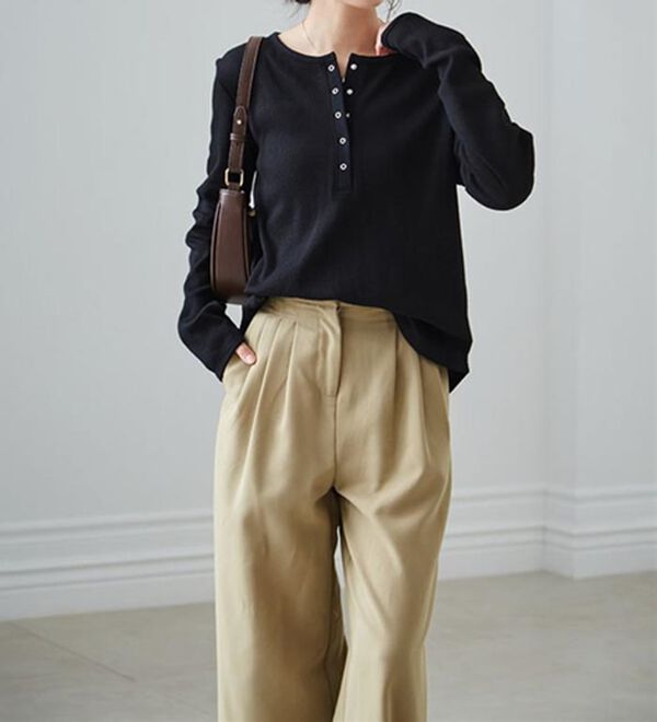 ヘンリーネックワッフルロンT - ベルーナ【公式】