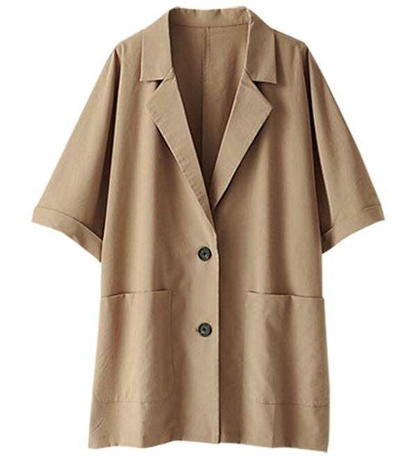 BELLUNA（ベルーナ）の「サラリ快適！ビンテージ調素材半袖テーラードジャケット（テーラードジャケット）」｜詳細画像