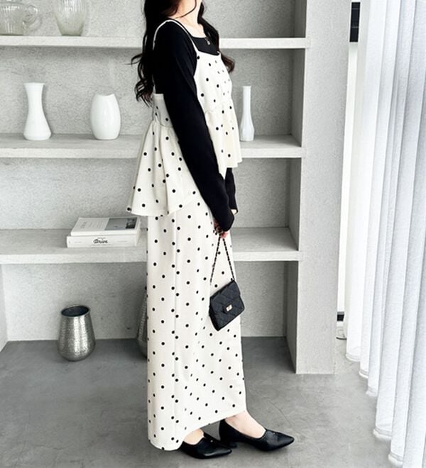 GeeRA（ジーラ）の「楽ちん！ペプラムキャミワンピース（カットソーワンピース）」｜詳細画像