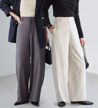 RANAN（ラナン）の「麻調素材カーブスラックス（ワイドパンツ・ガウチョ）」