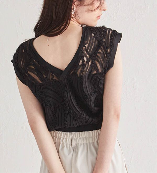 RANAN（ラナン）の「【前後２ＷＡＹ】シアー刺しゅうベスト（ベスト）」｜詳細画像