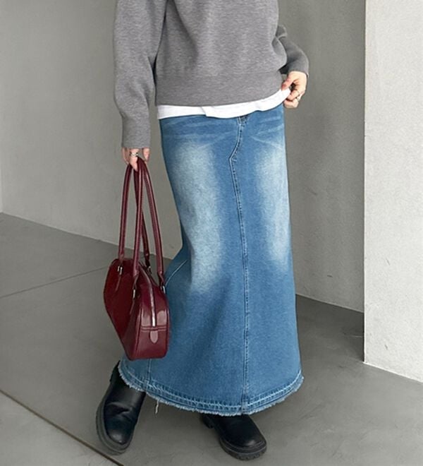 GeeRA（ジーラ）の「バックスリットデニムロングスカート（ロングスカート）」｜詳細画像