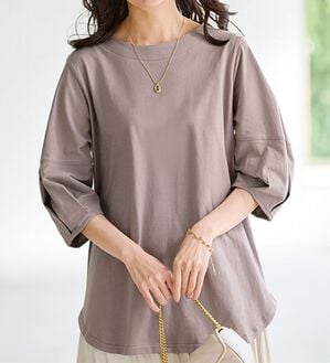 BELLUNA（ベルーナ）の「強撚綿１００％袖デザインプルオーバー（カットソー）」｜詳細画像
