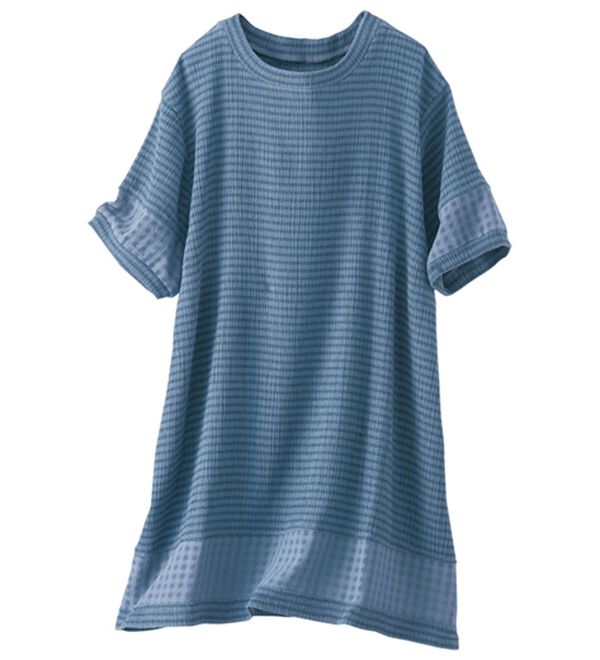 BELLUNA（ベルーナ）の「さらっとした着心地！涼感シアー使いチュニック（チュニック）」｜ブルー