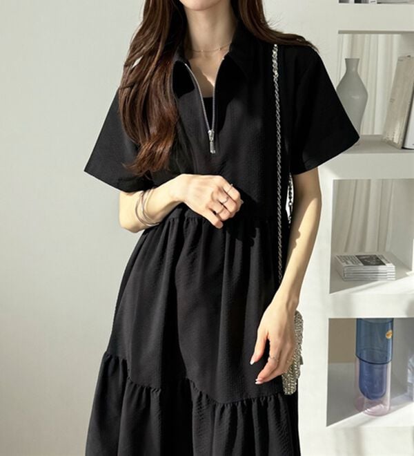 GeeRA（ジーラ）の「サッカーティアードハーフジップワンピース（その他ワンピース）」｜詳細画像