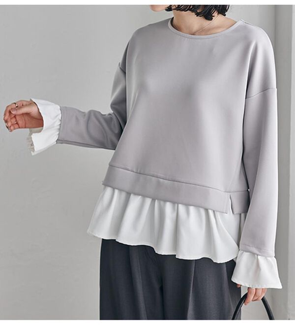 RANAN（ラナン）の「＜ＨＳ＞重ね着風配色フリルプルオーバー（カットソー）」｜詳細画像