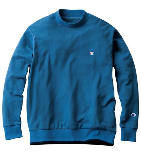 「＜チャンピオン＞衿デザイントレーナー（メンズトレーナー）」｜ブルーグレー(モック)