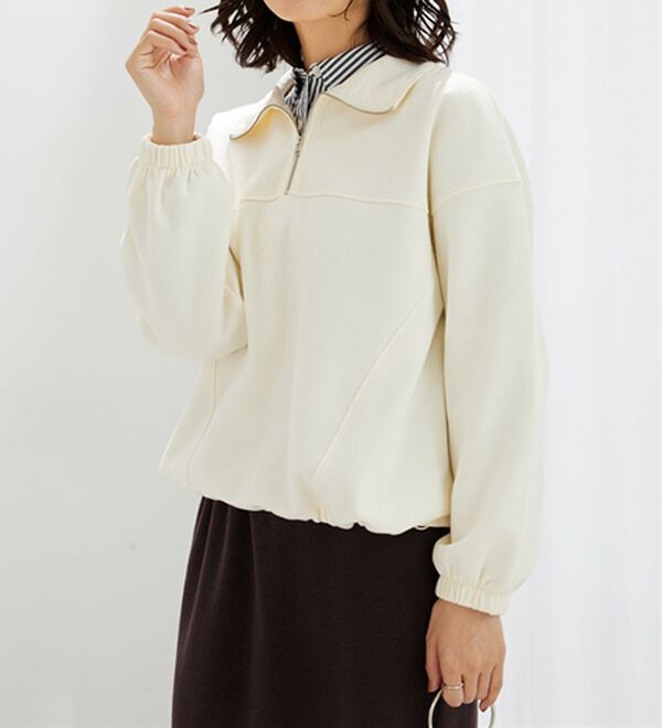 BELLUNA（ベルーナ）の「異素材使いハーフジッププルオーバー（カットソー）」｜詳細画像