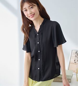 alotta（アロッタ）の「ピンタックブラウス（ブラウス）」｜ブラック