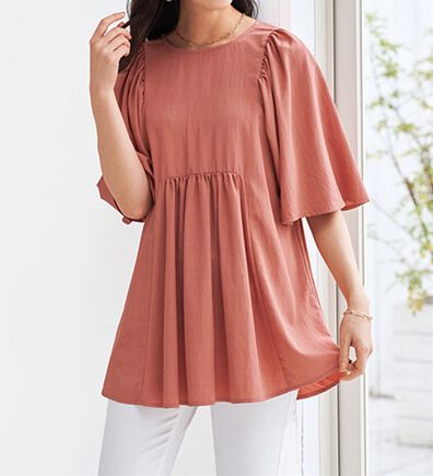 BELLUNA（ベルーナ）の「着痩せ！ワッシャー素材フレアーチュニック（チュニック）」