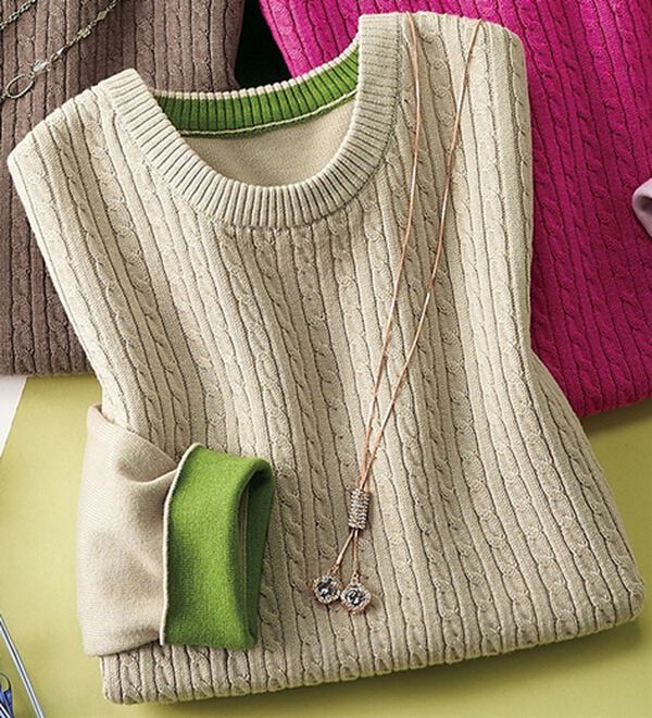 ルフラン（ルフラン）の「イージーケア！綿混ケーブルニット（ニット・セーター）」｜アイボリー