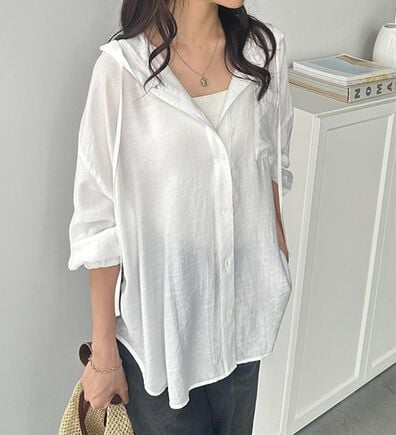 GeeRA（ジーラ）の「羽織にも◎フード付きオーバーサイズシャツ（シャツ）」