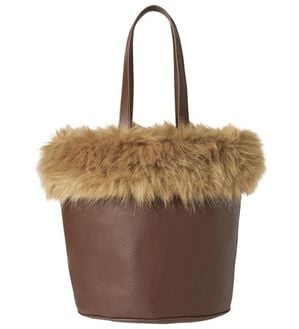 RANAN（ラナン）の「フェイクファーデザインミニトートバッグ（ハンドバッグ）」｜ブラウン