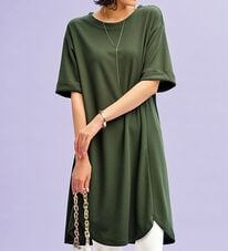 BELLUNA（ベルーナ）の「かのこ素材裾ラウンドチュニックワンピース（チュニックワンピース）」