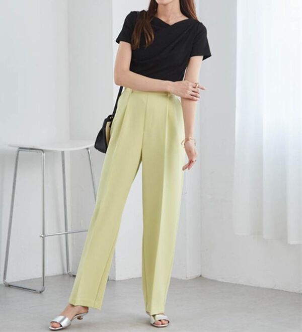 RANAN（ラナン）の「【選べる２丈】機能付！美脚シルエットセンタープレスワイドパンツ（フルレングスパンツ）」｜詳細画像