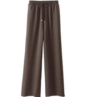 BELLUNA（ベルーナ）の「お手入れ楽々！ビンテージ素材ワイドパンツ（ワイドパンツ・ガウチョ）」｜カーキブラウン