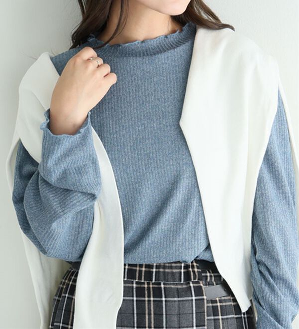 A HAPPY MARILYN（アハッピーマリリン）の「【ＬＬ～６Ｌ】「沿わないネック」で苦しくない。ミルリブ プチハイカットソー（カットソー）」｜詳細画像