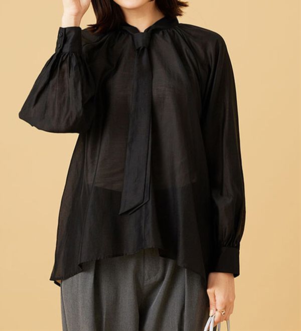 BELLUNA（ベルーナ）の「ブライトシアー素材ボウタイブラウス（ブラウス）」｜詳細画像