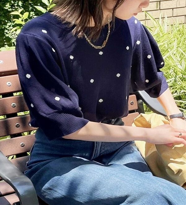 GeeRA（ジーラ）の「ドット柄ジャガードトップス（ニット・セーター）」｜詳細画像