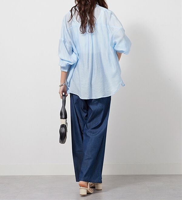 GeeRA（ジーラ）の「【接触冷感】穿いて感激！キレイ見えする楽ちんワイドデニムパンツ（ワイドパンツ・ガウチョ）」｜詳細画像