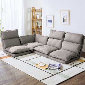 iellio（イエリオ）の「リクライニングフロアコーナーソファ＜ローソファ・ハイバック・リクライニングソファ・２人掛け・３人掛け・引っ越し・新生活＞（ソファ）」｜グレー