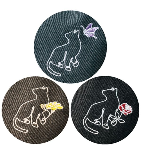 ルフラン（ルフラン）の「【３本組】日本製ねこ刺しゅう裏起毛パンツ（フルレングスパンツ）」｜詳細画像