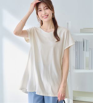 alotta（アロッタ）の「細見え叶う！ＡラインフレアチュニックＴシャツ（チュニック）」｜オフホワイト
