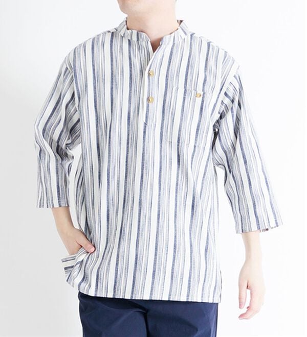 「ざっくり木綿のゆったりリラックスシャツ（メンズシャツ）」｜詳細画像