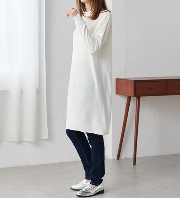 RANAN（ラナン）の「カシミヤタッチニットチュニックワンピース（チュニック）」｜詳細画像