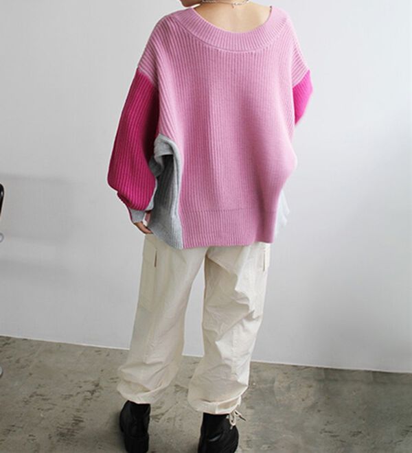 GeeRA（ジーラ）の「前後２ＷＡＹブロック配色ニット（ニットカーディガン）」｜詳細画像