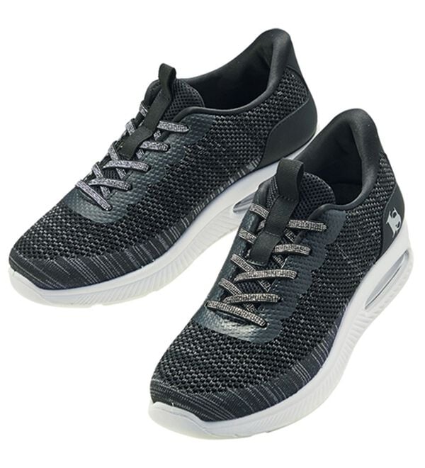 ルフラン（ルフラン）の「ラシーナコンフォート　立ったまま履ける４Ｅエアソールニットスニーカー（スニーカー）」｜ブラック