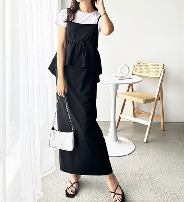 GeeRA（ジーラ）の「楽ちん！ペプラムキャミワンピース（カットソーワンピース）」｜詳細画像