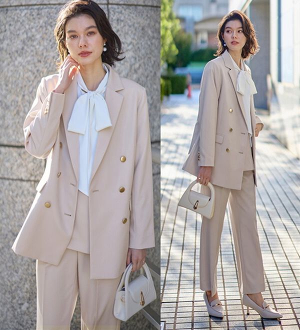 GeeRA（ジーラ）の「【入卒式/セレモニー】着回しベスト＆ジャケットセットスーツ（パンツスーツ）」｜オフベージュ