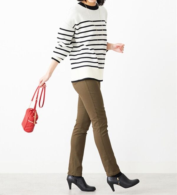 BELLUNA（ベルーナ）の「静電防止！蓄熱綿サテンストレッチカラーパンツスリム（フルレングスパンツ）」｜詳細画像