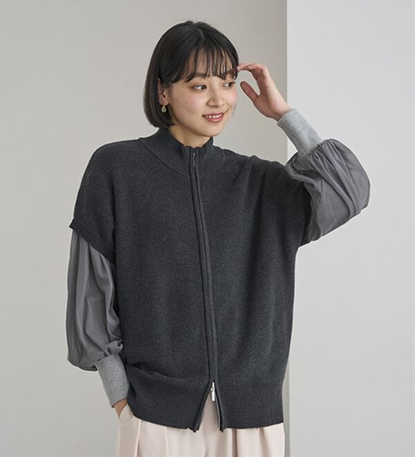 BELLUNA（ベルーナ）の「綿１００％ダブルジップニットベスト（ベスト）」｜詳細画像