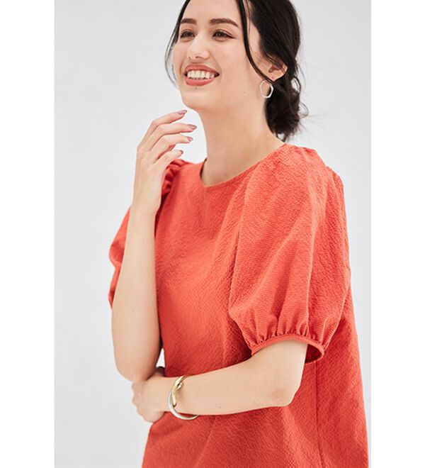 RANAN（ラナン）の「ひんやり！サッカー素材袖ボリュームブラウス（ブラウス）」｜詳細画像