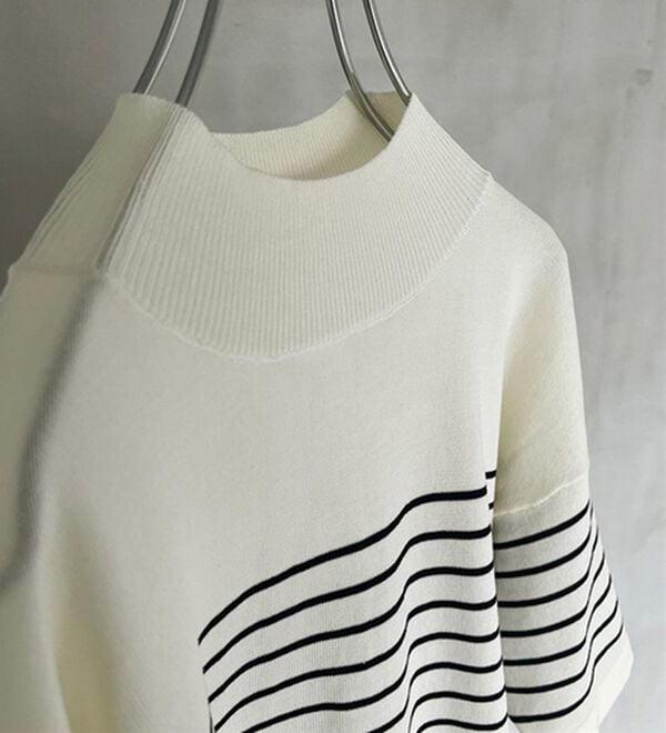 BELLUNA（ベルーナ）の「【選べるデザイン】Ｔシャツが苦手な方に！ひんやり綿混ニットＴ（ニット・セーター）」｜詳細画像