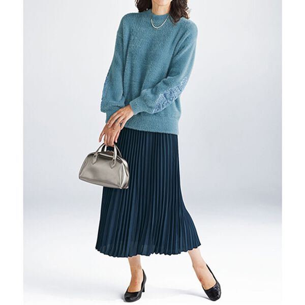 BELLUNA（ベルーナ）の「ふんわりシャギー袖レース使いセーター（ニット・セーター）」｜詳細画像