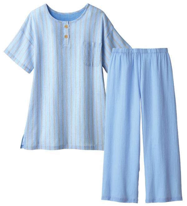 LAVIENNE（ラヴィエンヌ）の「【２着組】サラッと涼感楊柳パジャマ（パジャマ・ルームウェア）」｜詳細画像